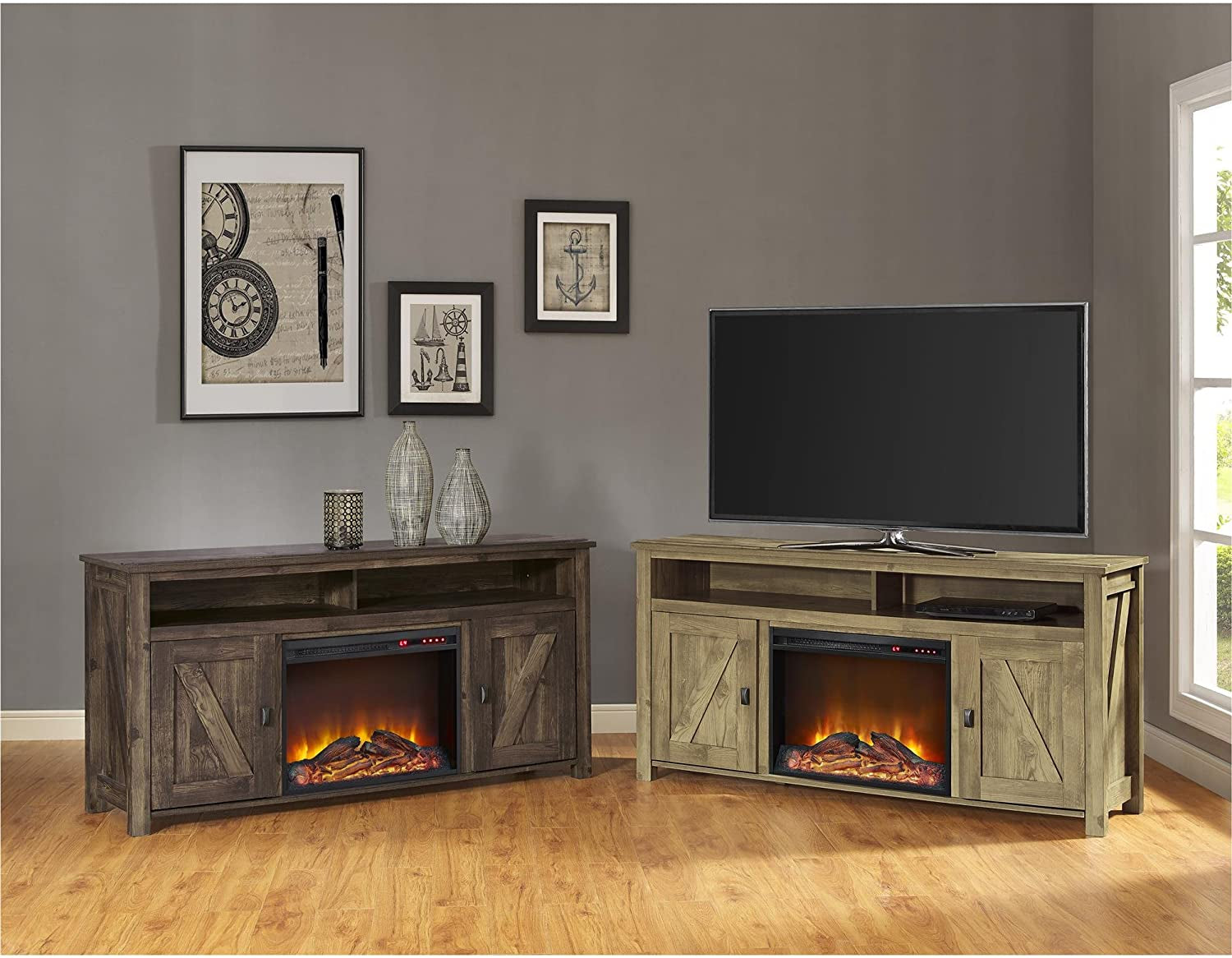 "Cozy Farmington Electric Fireplace TV Console - Perfect for Tvs up to 60" - Natural Beauty at Its Finest"