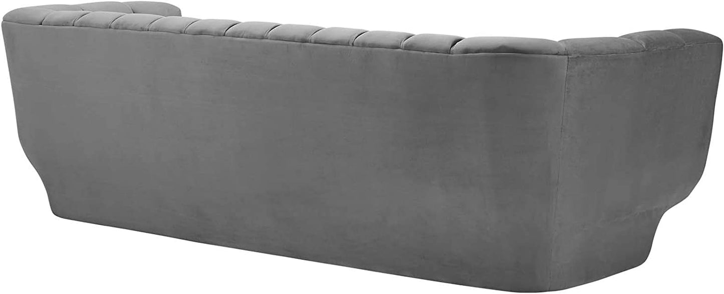 "Ultimate Comfort and Style: Luxurious Gray Vertical Channel Tufted Performance Velvet Sofa Couch for Unforgettable Entertainment"