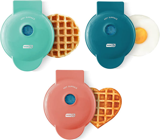 "Breakfast Bliss: Mini Maker 3-Pack Gift Set with Waffle Maker, Heart-Shaped Waffle Maker, and Griddle"