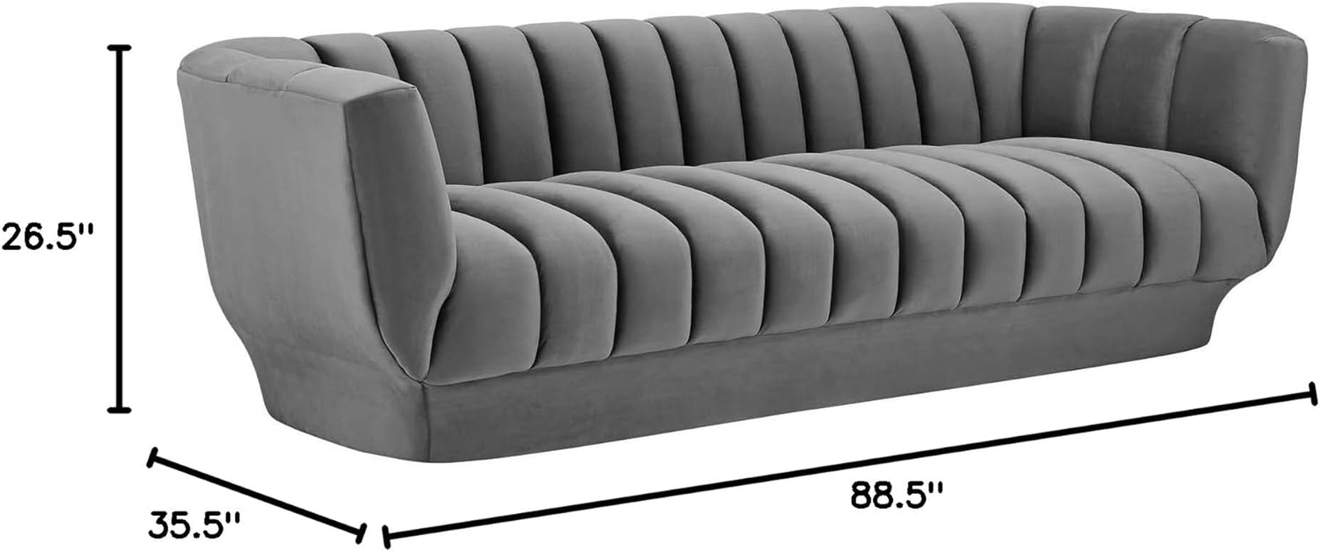 "Ultimate Comfort and Style: Luxurious Gray Vertical Channel Tufted Performance Velvet Sofa Couch for Unforgettable Entertainment"