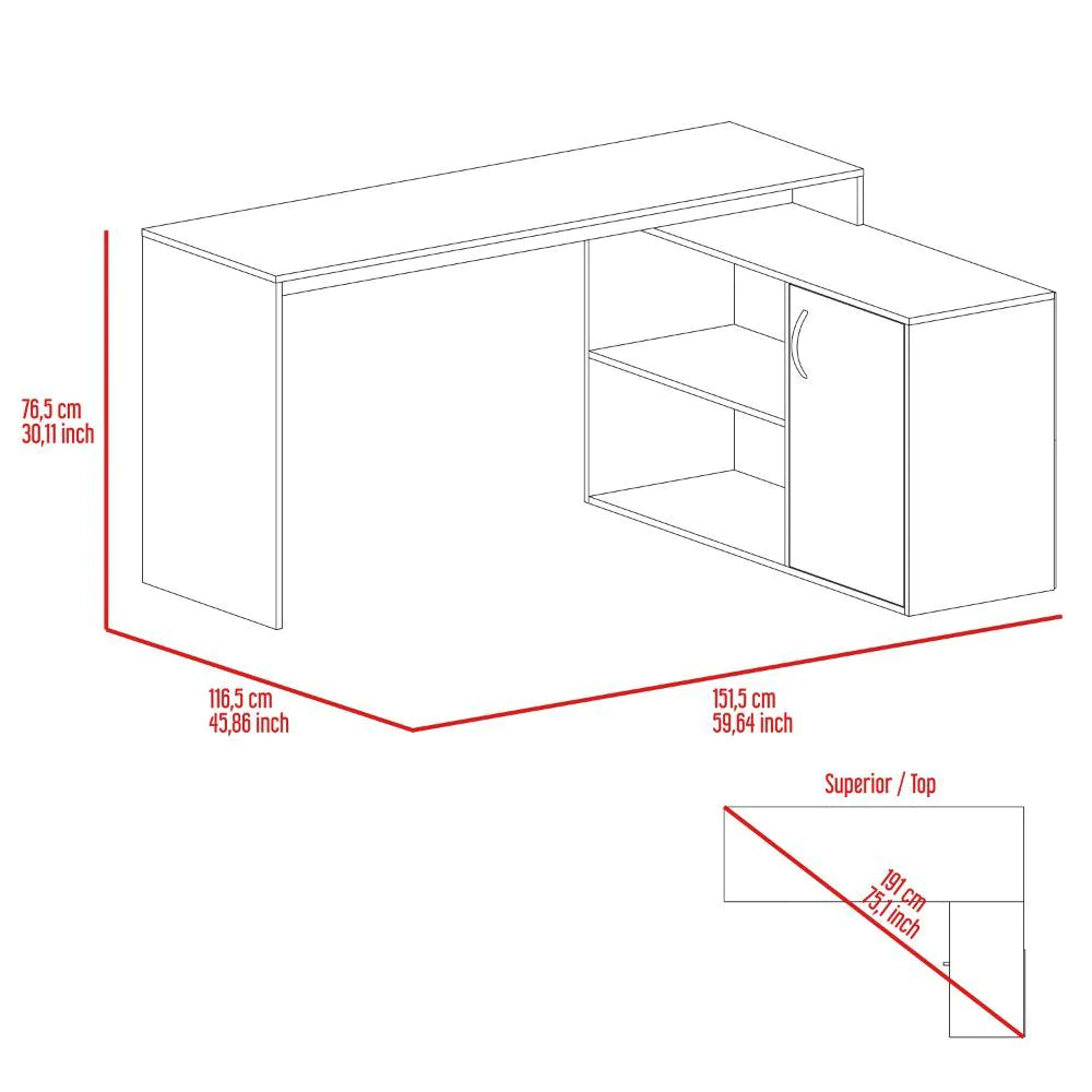 "Modern L-Shaped Desk with Stylish Single Door Cabinet in Sleek Dark Brown Finish"