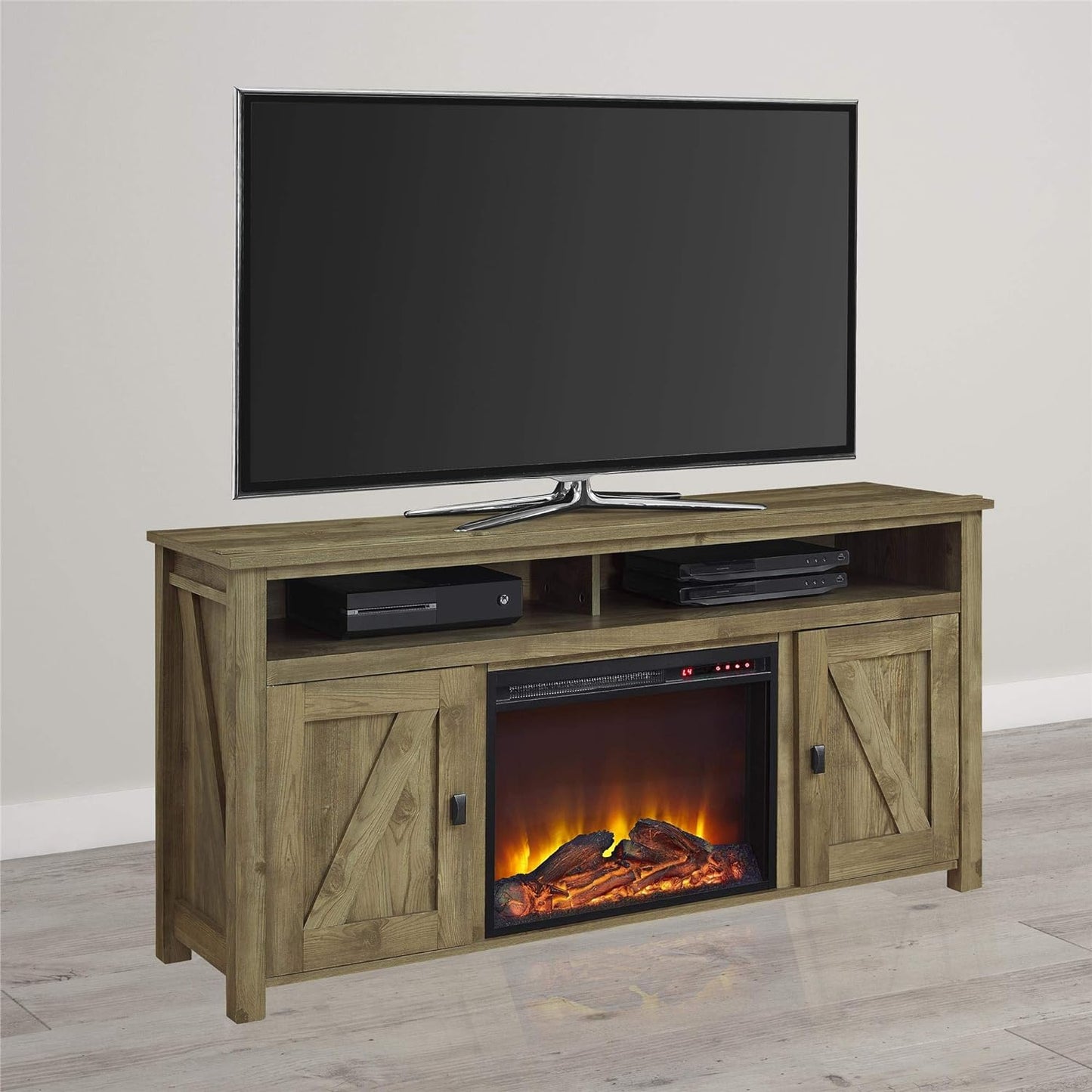 "Cozy Farmington Electric Fireplace TV Console - Perfect for Tvs up to 60" - Natural Beauty at Its Finest"