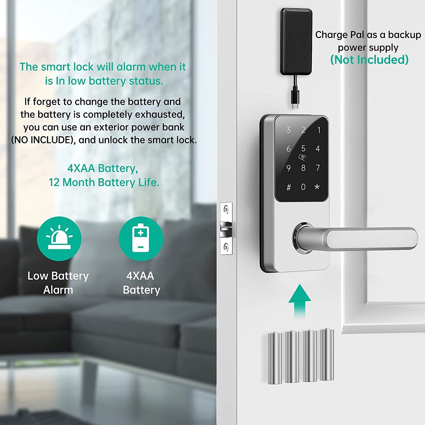 "Upgrade Your Home Security with Our Smart Lever Door Lock - Touchscreen Keypad, Keyless Entry, Auto-Locking - Alexa & Google Assistant Compatible! (Fits Right Handle Doors)"