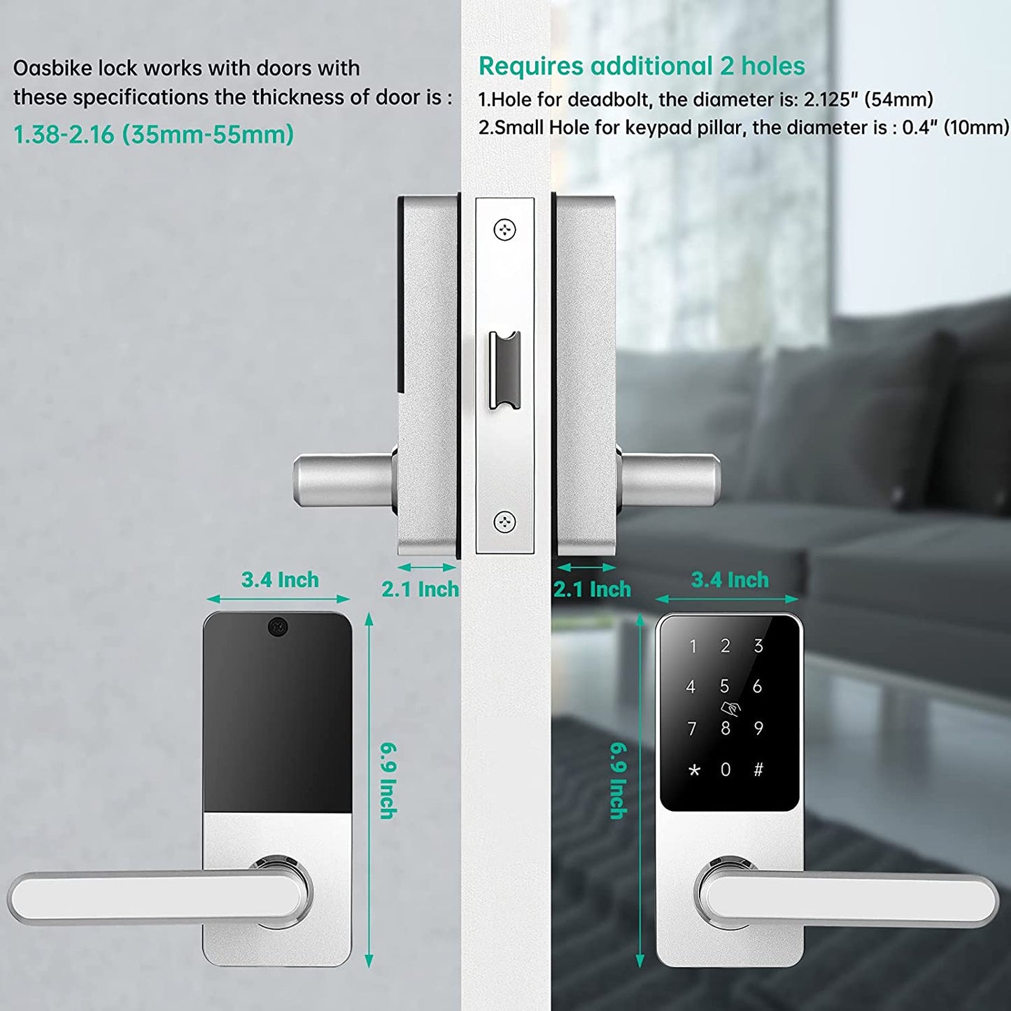 "Upgrade Your Home Security with Our Smart Lever Door Lock - Touchscreen Keypad, Keyless Entry, Auto-Locking - Alexa & Google Assistant Compatible! (Fits Right Handle Doors)"