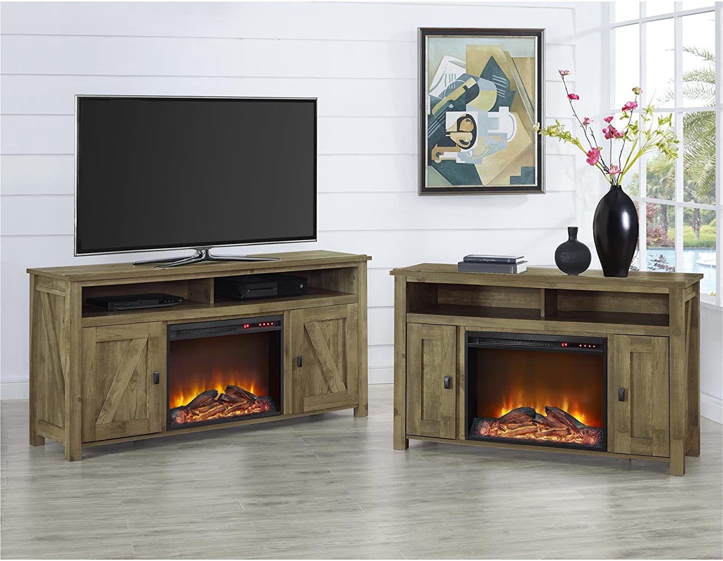 "Cozy Farmington Electric Fireplace TV Console - Perfect for Tvs up to 60" - Natural Beauty at Its Finest"